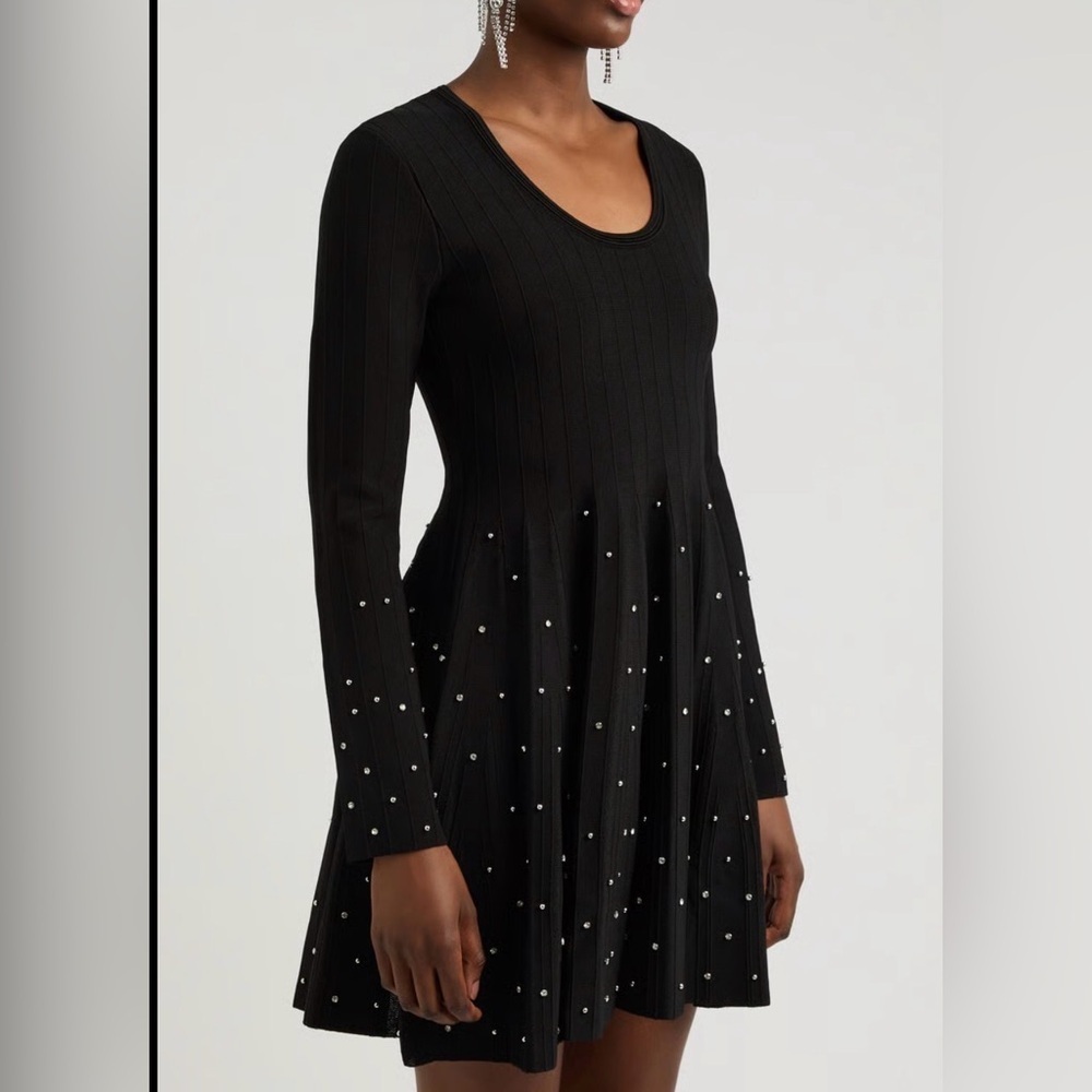 Papillon Blanc Black Pearl Embellished Knit Fit & Flare Dress XS